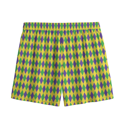 Mardi Gras Fat Tuesday Pattern Print Mesh Shorts