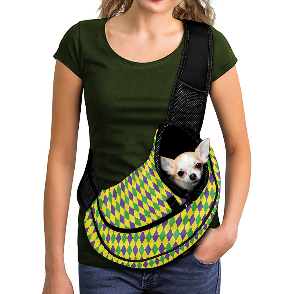 Mardi Gras Fat Tuesday Pattern Print Pet Sling Carrier