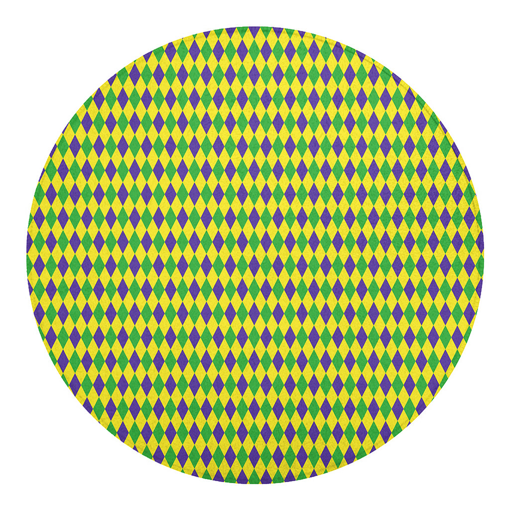 Mardi Gras Fat Tuesday Pattern Print Round Blanket