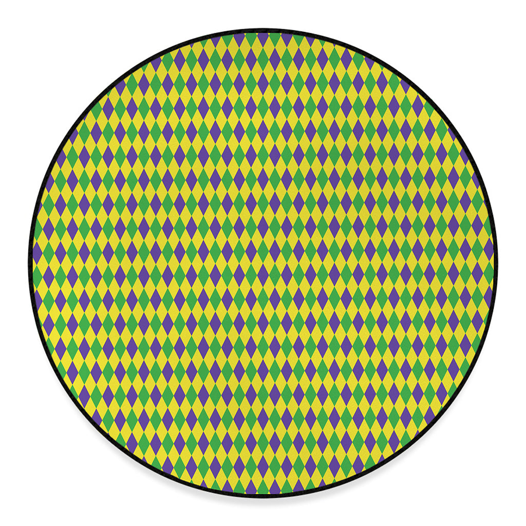 Mardi Gras Fat Tuesday Pattern Print Round Floor Mat