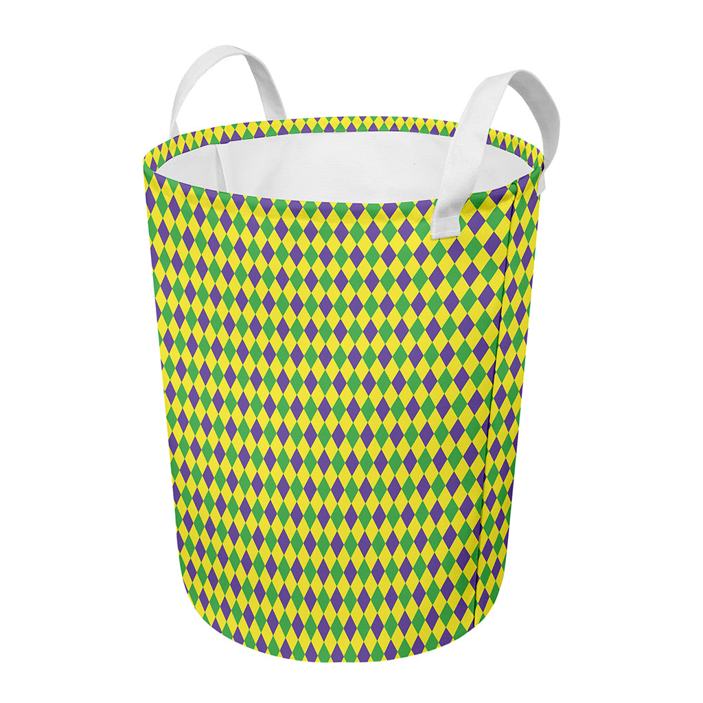 Mardi Gras Fat Tuesday Pattern Print Round Laundry Basket