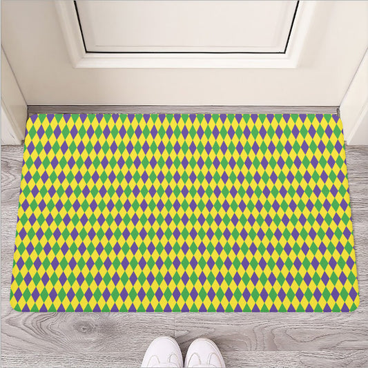Mardi Gras Fat Tuesday Pattern Print Rubber Doormat