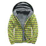 Mardi Gras Fat Tuesday Pattern Print Sherpa Lined Zip Up Hoodie
