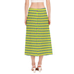 Mardi Gras Fat Tuesday Pattern Print Side Slit Midi Skirt