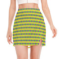 Mardi Gras Fat Tuesday Pattern Print Side Slit Mini Skirt