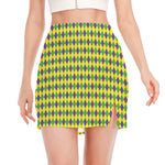 Mardi Gras Fat Tuesday Pattern Print Side Slit Mini Skirt
