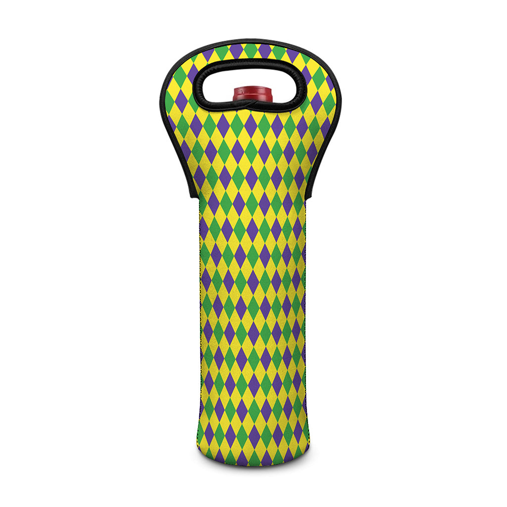 Mardi Gras Fat Tuesday Pattern Print Single Neoprene Wine Tote