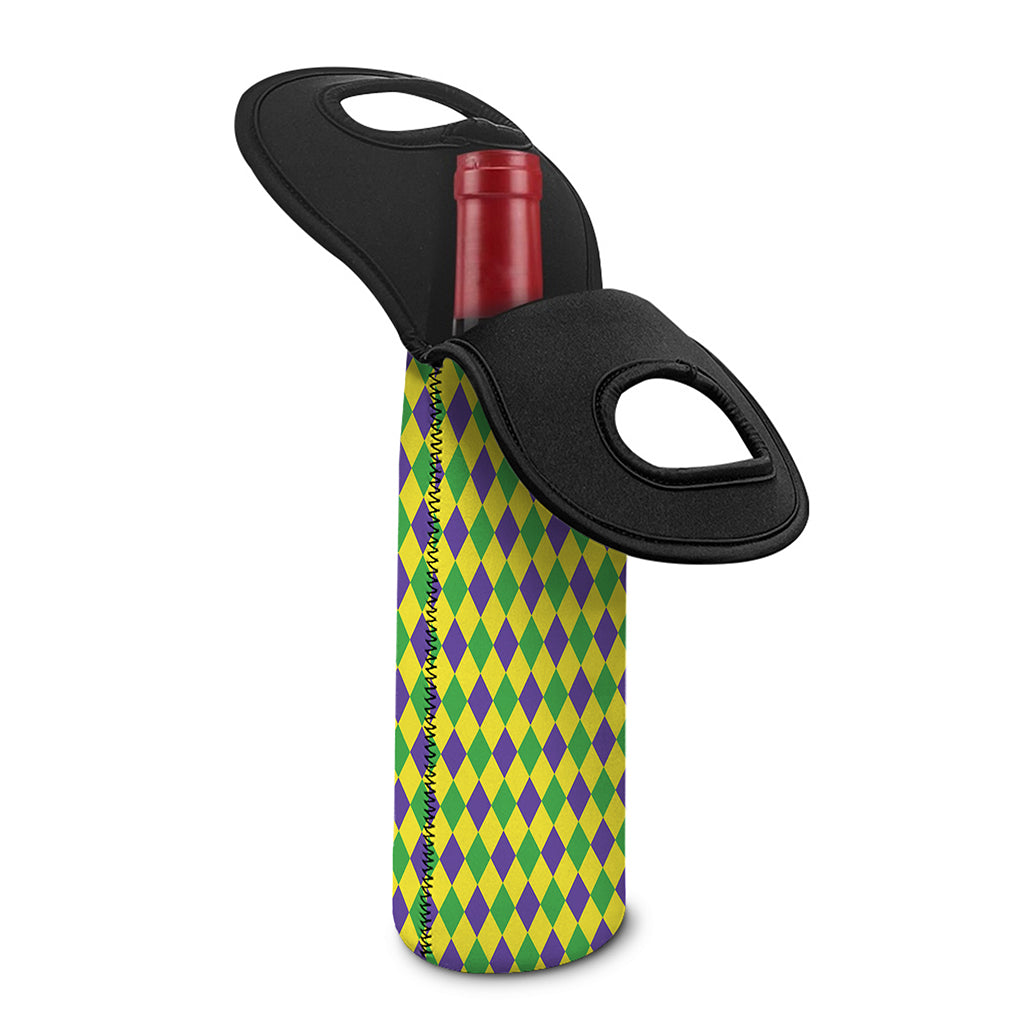 Mardi Gras Fat Tuesday Pattern Print Single Neoprene Wine Tote