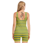 Mardi Gras Fat Tuesday Pattern Print Sleeveless One Piece Swimsuit