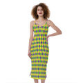 Mardi Gras Fat Tuesday Pattern Print Slim Fit Midi Cami Dress