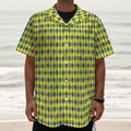 Mardi Gras Fat Tuesday Pattern Print Textured Short Sleeve Shirt