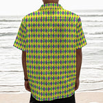 Mardi Gras Fat Tuesday Pattern Print Textured Short Sleeve Shirt