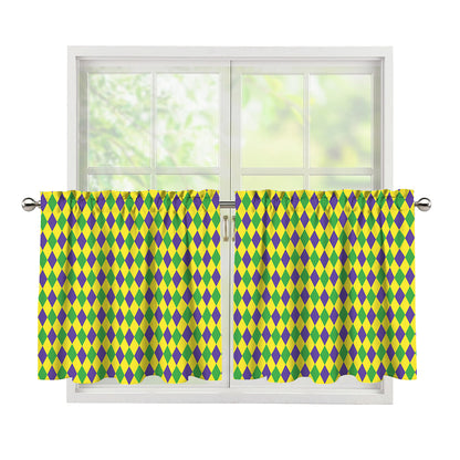 Mardi Gras Fat Tuesday Pattern Print Tier Curtains