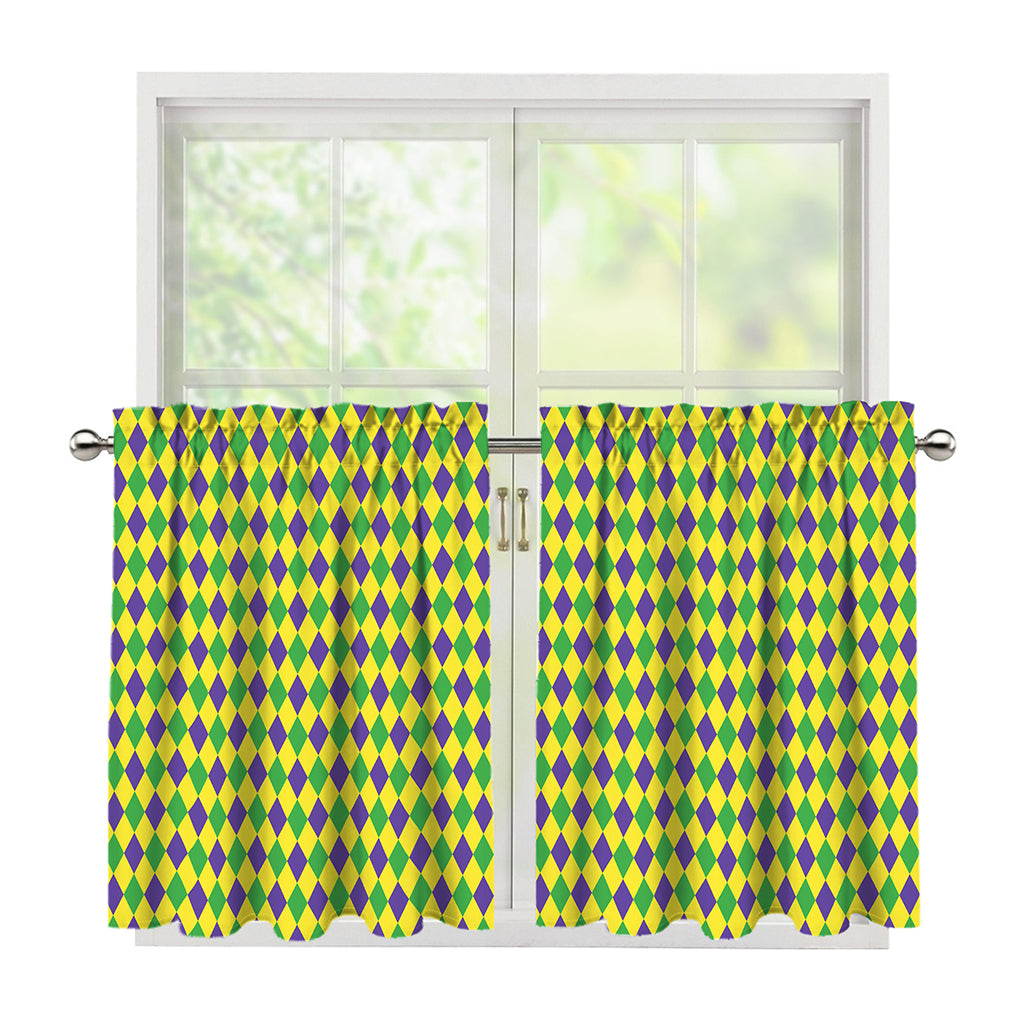 Mardi Gras Fat Tuesday Pattern Print Tier Curtains