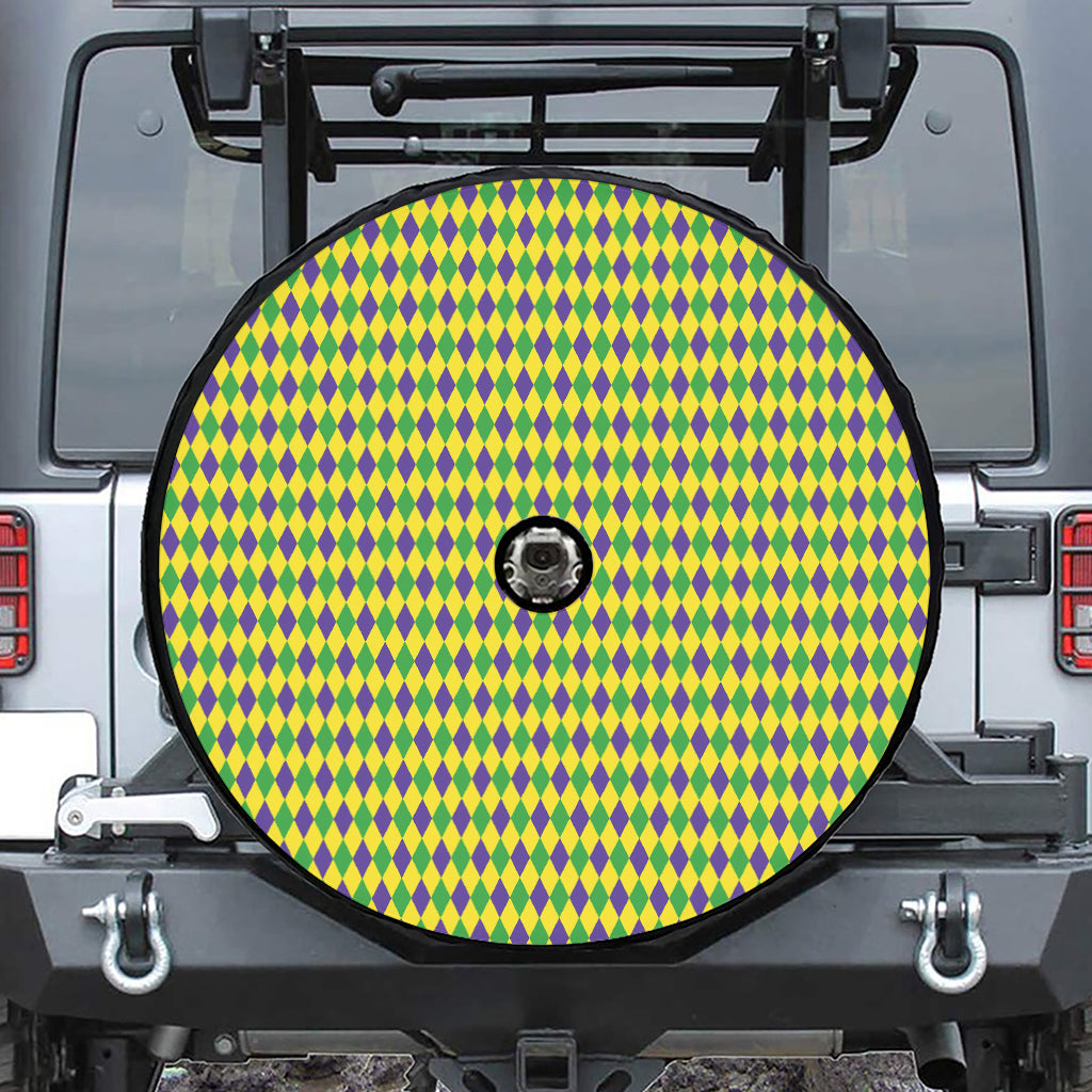 Mardi Gras Fat Tuesday Pattern Print Tire Cover With Camera Hole