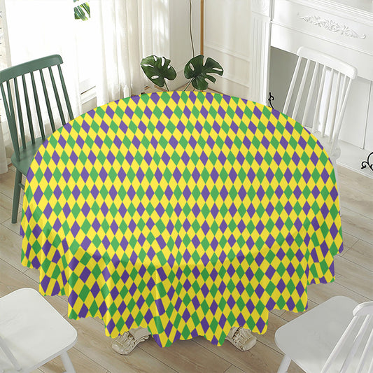 Mardi Gras Fat Tuesday Pattern Print Waterproof Round Tablecloth
