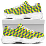 Mardi Gras Fat Tuesday Pattern Print White Chunky Shoes