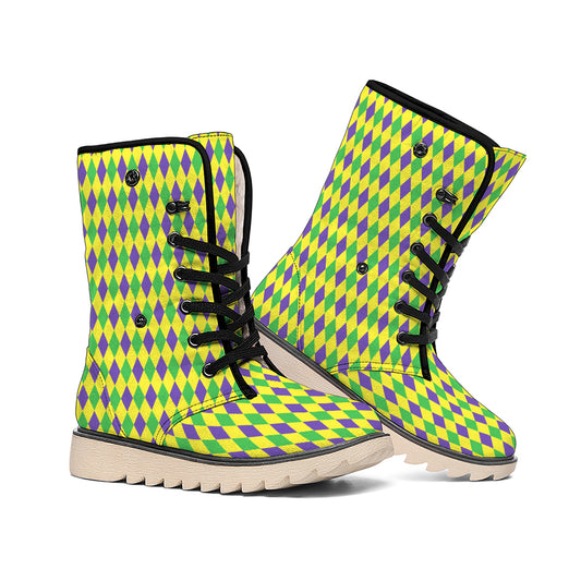 Mardi Gras Fat Tuesday Pattern Print Winter Boots