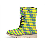 Mardi Gras Fat Tuesday Pattern Print Winter Boots