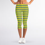 Mardi Gras Fat Tuesday Pattern Print Women's Capri Leggings