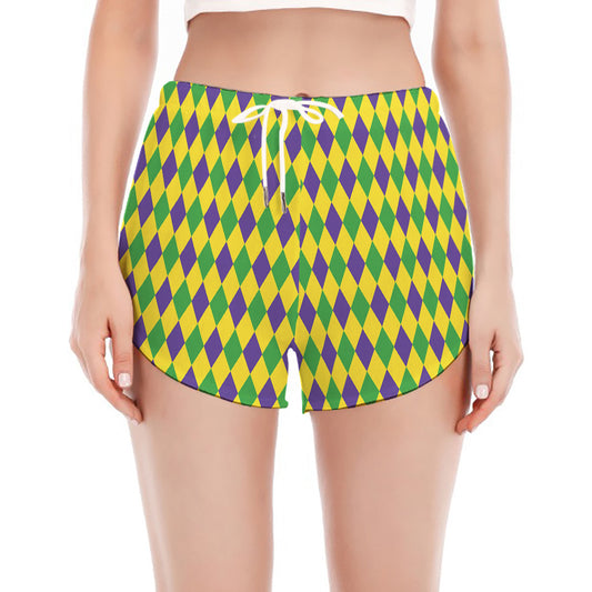 Mardi Gras Fat Tuesday Pattern Print Women's Split Running Shorts