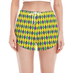 Mardi Gras Fat Tuesday Pattern Print Women's Split Running Shorts