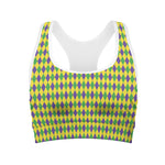 Mardi Gras Fat Tuesday Pattern Print Women's Sports Bra