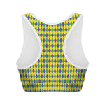 Mardi Gras Fat Tuesday Pattern Print Women's Sports Bra