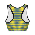 Mardi Gras Fat Tuesday Pattern Print Women's Sports Bra