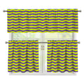 Mardi Gras Fat Tuesday Zigzag Print 3 Piece Kitchen Curtains