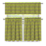 Mardi Gras Fat Tuesday Zigzag Print 3 Piece Kitchen Curtains