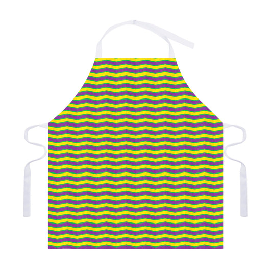 Mardi Gras Fat Tuesday Zigzag Print Adjustable Apron