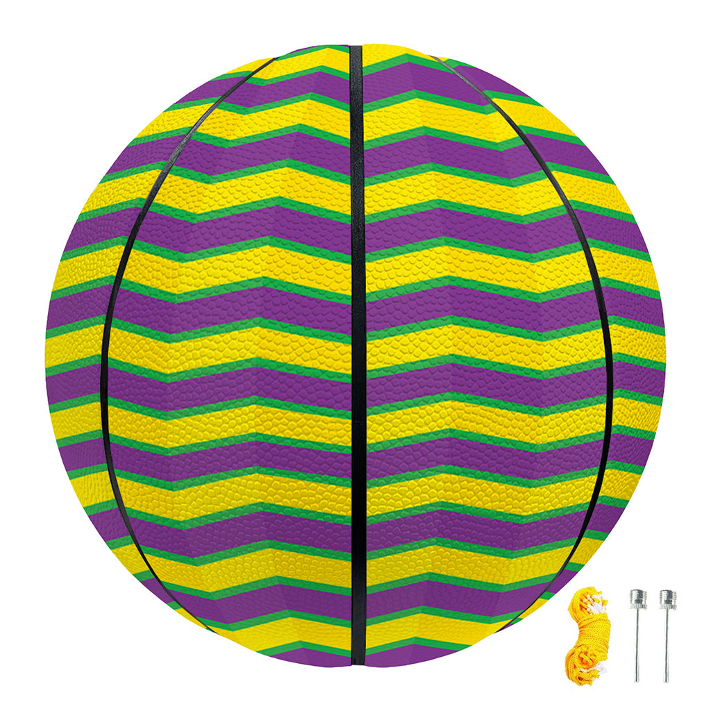 Mardi Gras Fat Tuesday Zigzag Print Basketball