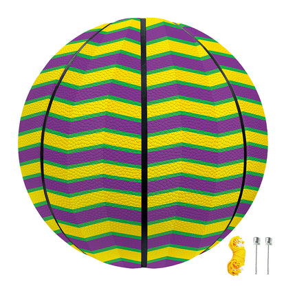 Mardi Gras Fat Tuesday Zigzag Print Basketball
