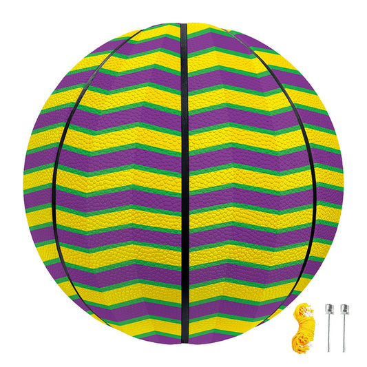 Mardi Gras Fat Tuesday Zigzag Print Basketball