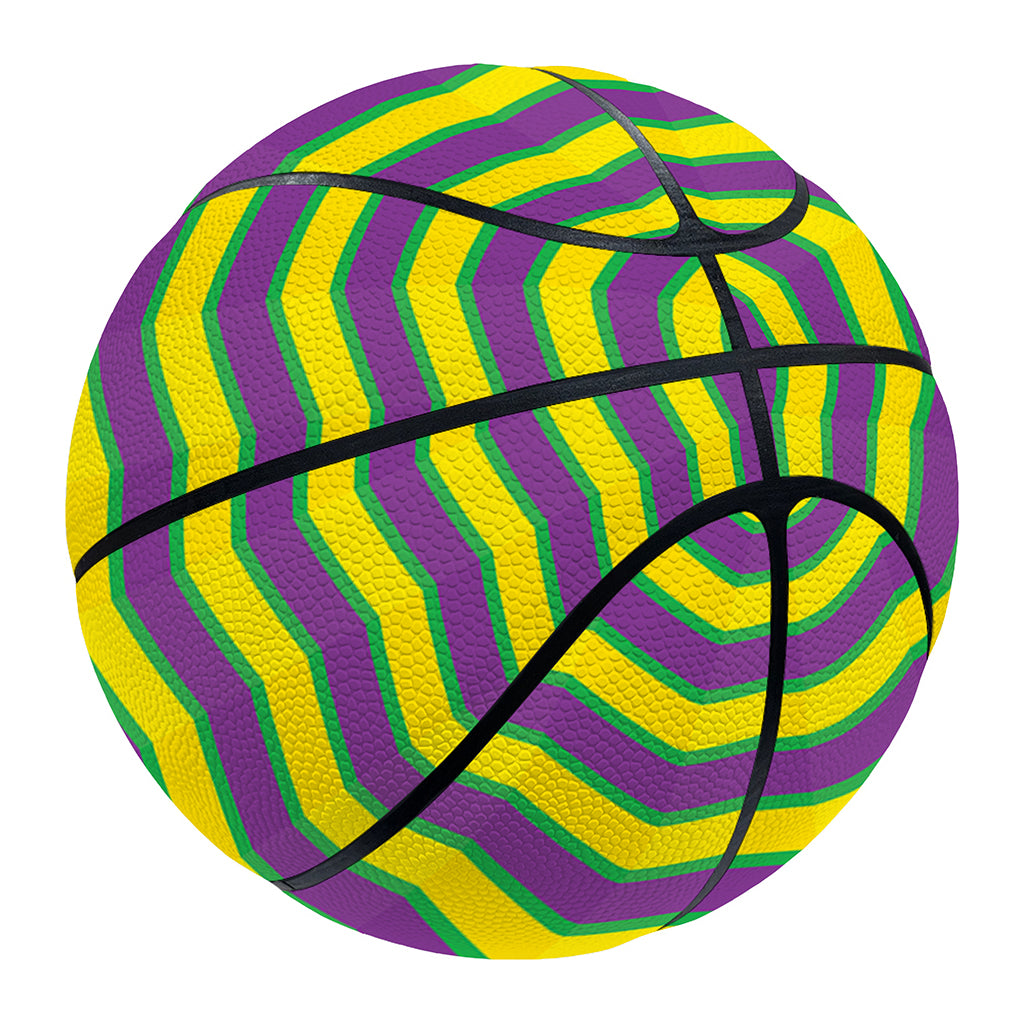 Mardi Gras Fat Tuesday Zigzag Print Basketball