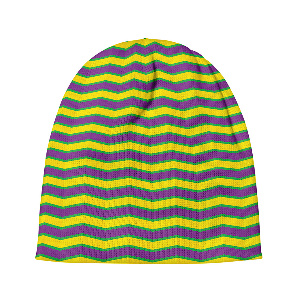 Mardi Gras Fat Tuesday Zigzag Print Beanie