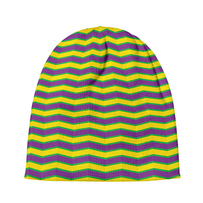 Mardi Gras Fat Tuesday Zigzag Print Beanie