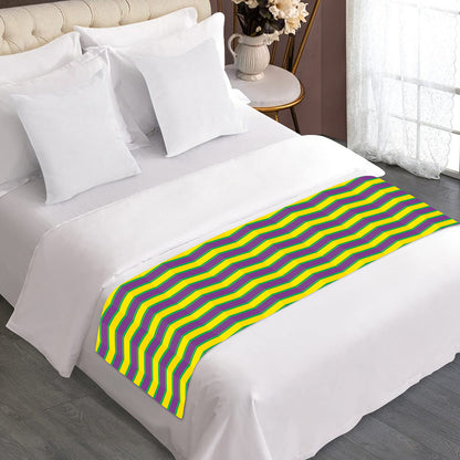 Mardi Gras Fat Tuesday Zigzag Print Bed Runner