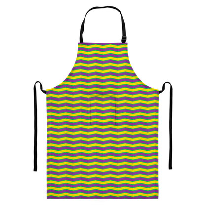 Mardi Gras Fat Tuesday Zigzag Print Bib Apron With Pocket