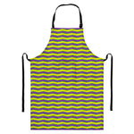 Mardi Gras Fat Tuesday Zigzag Print Bib Apron With Pocket