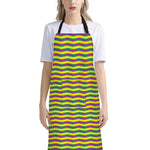 Mardi Gras Fat Tuesday Zigzag Print Bib Apron With Pocket