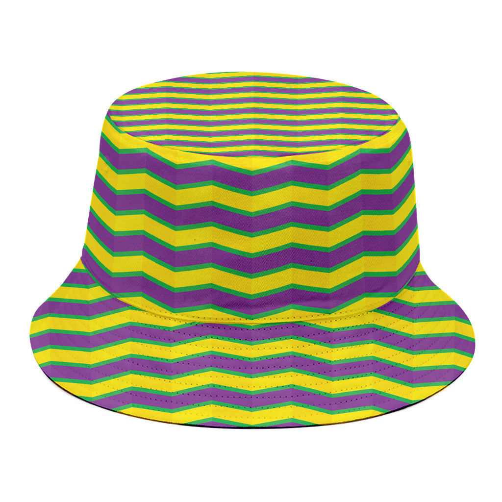 Mardi Gras Fat Tuesday Zigzag Print Bucket Hat