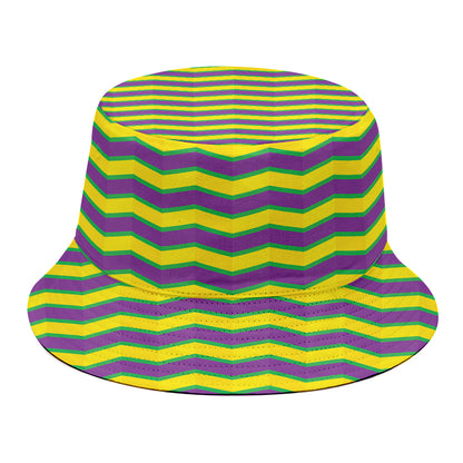 Mardi Gras Fat Tuesday Zigzag Print Bucket Hat