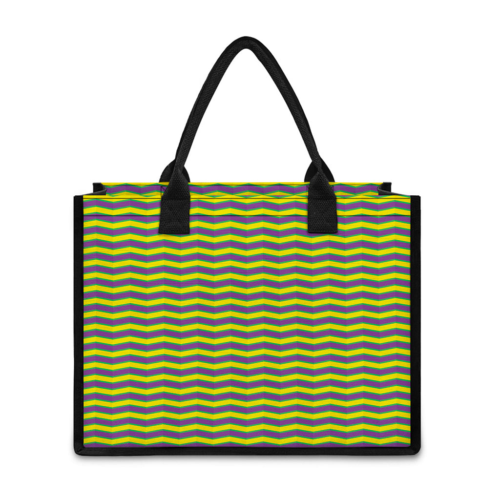 Mardi Gras Fat Tuesday Zigzag Print Canvas Tote Bag