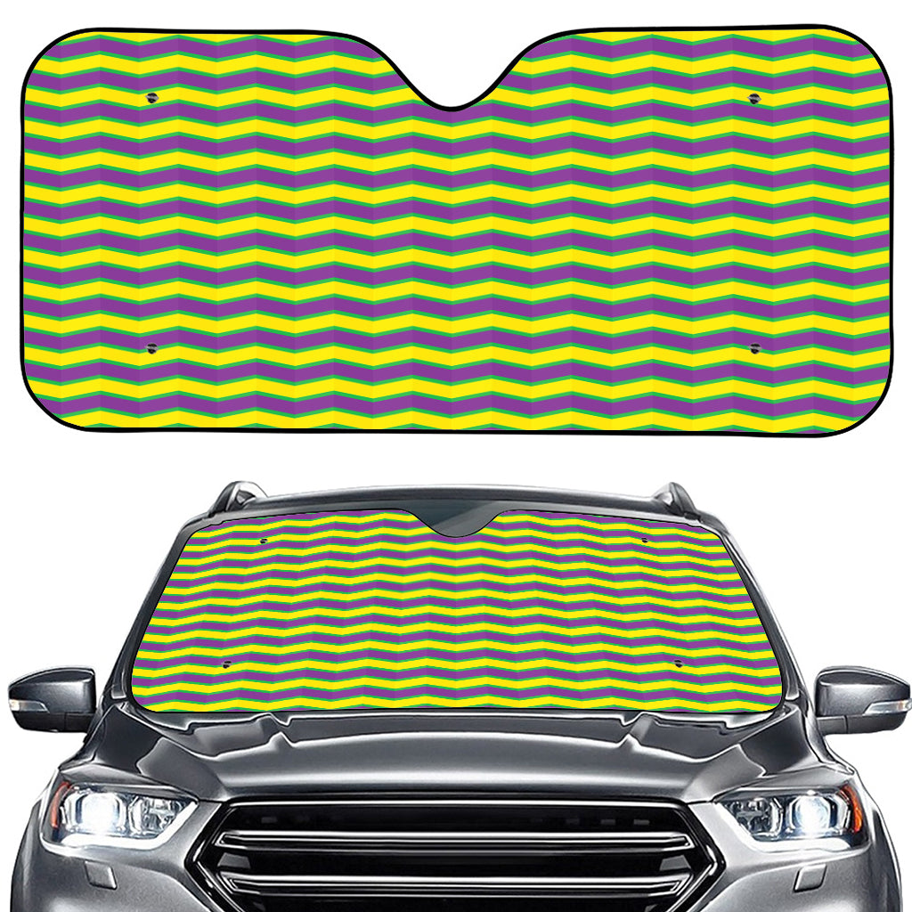 Mardi Gras Fat Tuesday Zigzag Print Car Windshield Sun Shade