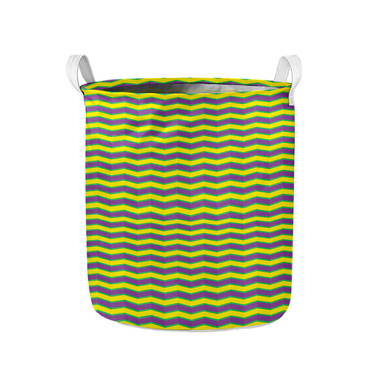 Mardi Gras Fat Tuesday Zigzag Print Collapsible Laundry Basket