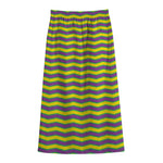 Mardi Gras Fat Tuesday Zigzag Print Cotton Front Slit Maxi Skirt