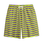 Mardi Gras Fat Tuesday Zigzag Print Cotton Shorts