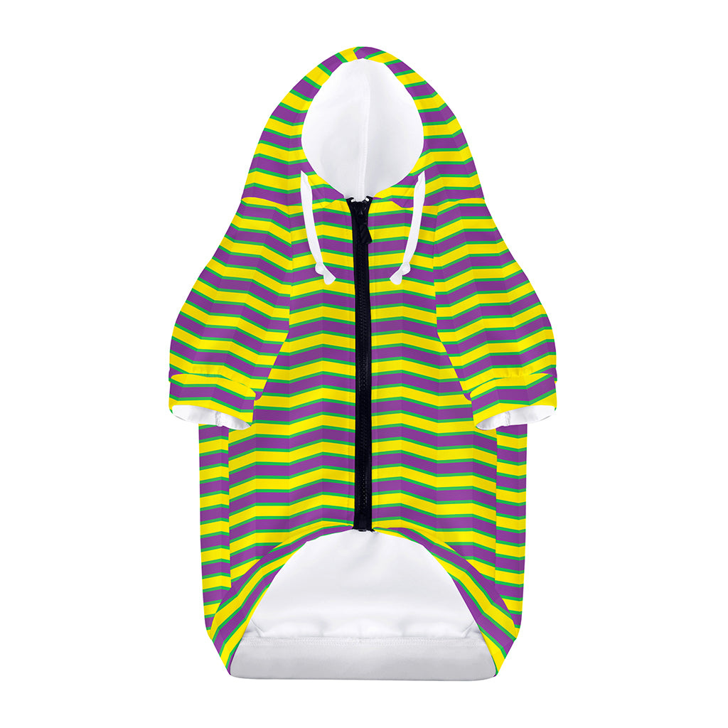 Mardi Gras Fat Tuesday Zigzag Print Dog Zip Up Hoodie